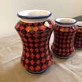 Set of Three Unique Pieces Hand Painted Sicilian Terracotta Albarello Vases