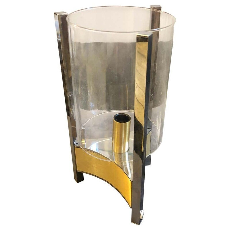 Gaetano Sciolari Mid-Century Modern Chrome and Brass table Lamp, circa 1960