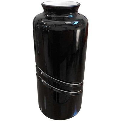 De Majo Mid-Century Modern Black and White Murano Glass Vase, circa 1970