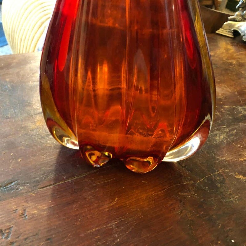 Flavio Poli Mid-Century Modern Italian Sommerso Red Murano Glass Vase, 1960