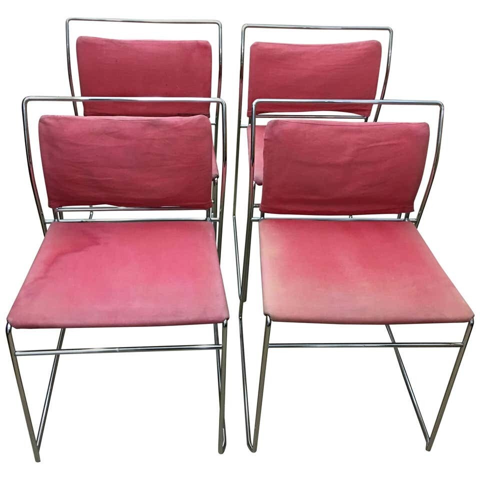 Kazuhide Takahama Italian Set of Four Steel Tulu Chairs for Simon Gavina 1969