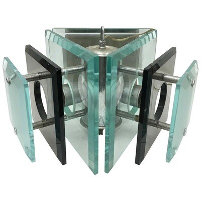 Fontana Arte 1970s Steel and Glass Pendant