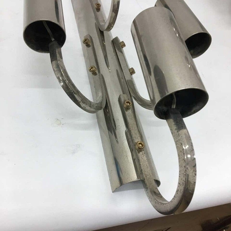 Space Age Italian Set of Four Large Chrome Four Lights Wall Sconces 1960