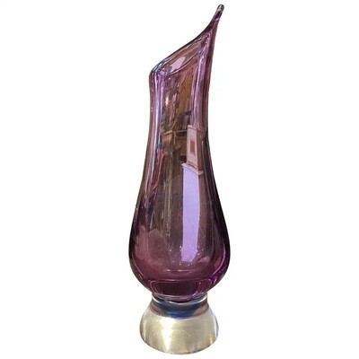 Mid-Century Modern Blue and Purple Murano Glass Tall Vase, circa 1970