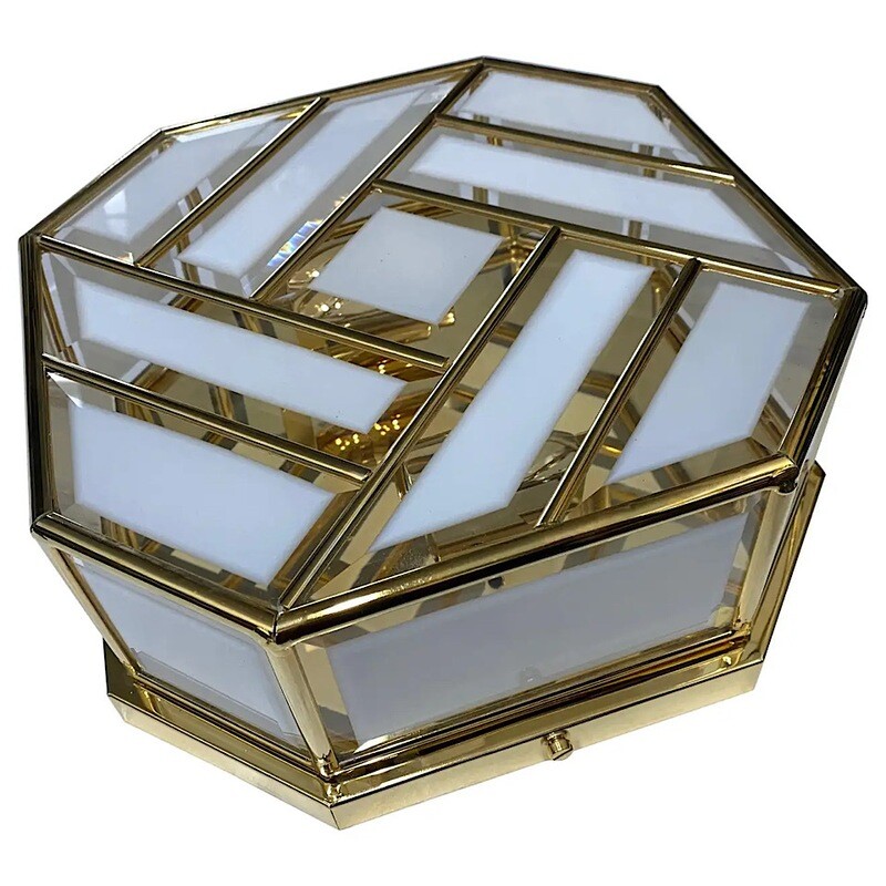 1970s a Mid-Century Modern Brass and Glass Italian Ceiling Light