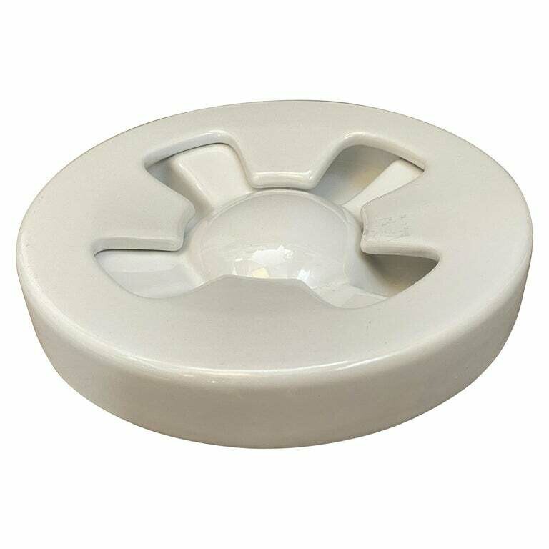 1970s Iconic Mangiarotti White Ceramic Ashtray Manufactured by Brambilla