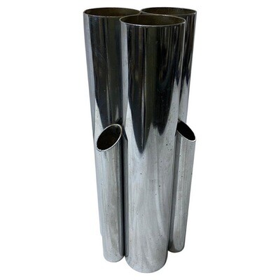 1980s Modernist Silver Plated Italian Multi Vase in the Manner of Giò Ponti