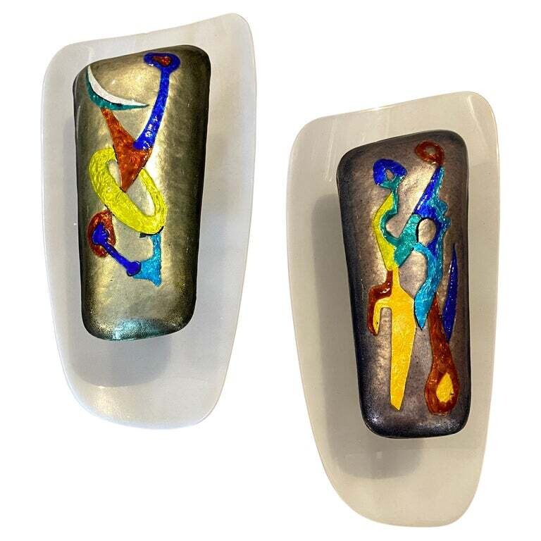 1960s Paolo De Poli Set of Two Mid-Century Modern Unique Wall Sconces