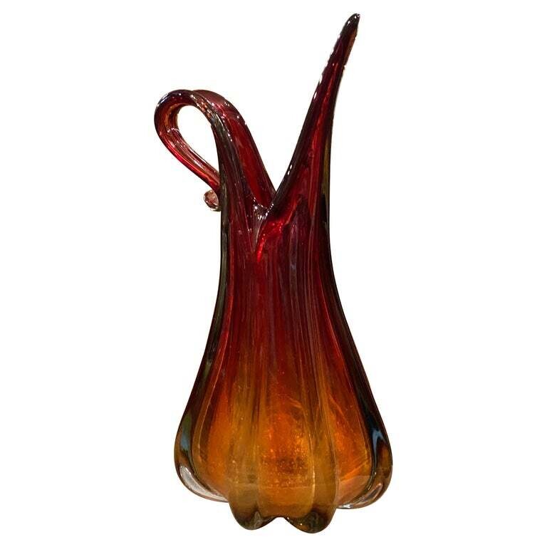 1970s Flavio Poli Mid-Century Modern Red Murano Glass Vase