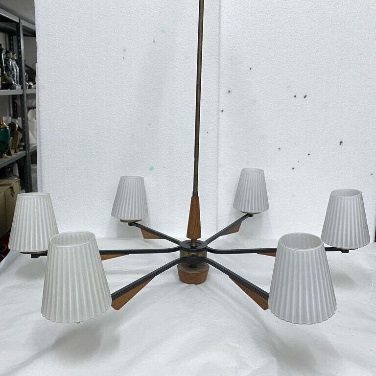 1960s Mid-Century Modern Stilnovo Style Italian Chandelier