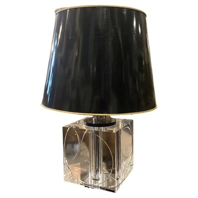 1970s Modernist Cube Lucite Italian Table Lamp by Felice Antonio Botta
