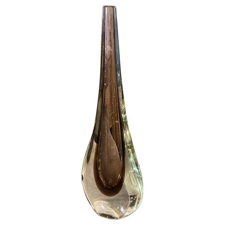1970s Space Age Sommerso Murano Glass Huge Single Flower Vase by Flavio Poli
