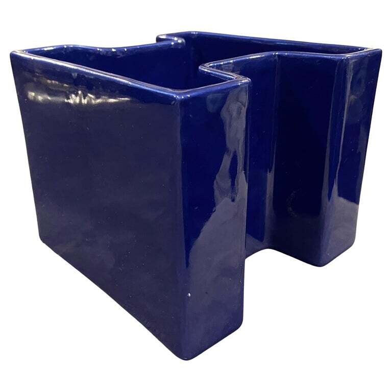 1969 Space Age Blue Vetrochina Italian Vase
