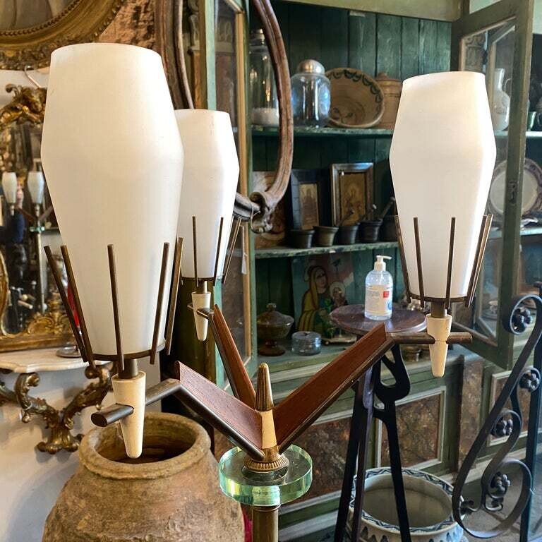 1960s Arredoluce Mid-Century Modern Brass and Glass Floor Lamp