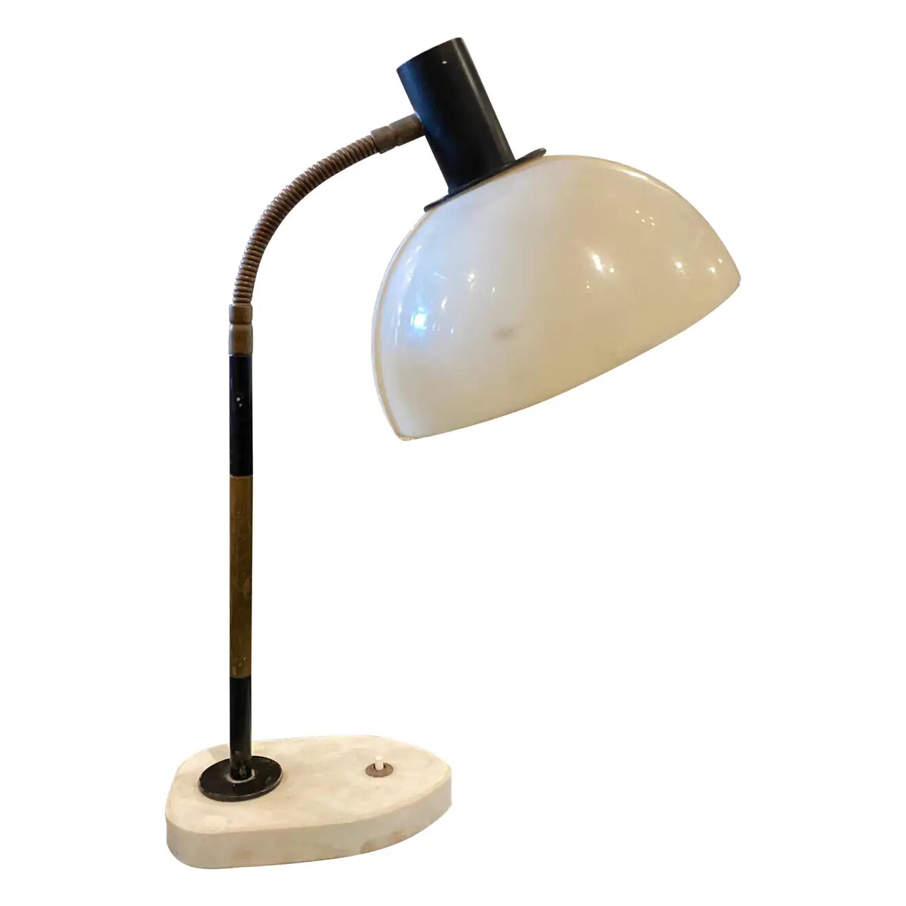 1950s Mid-Century Modern Marble and Plexiglass Italian Table Lamp