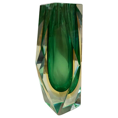 1970s Mid-Century Modern Green Murano Glass Vase by Seguso