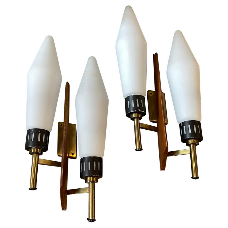 1960s Set of Two Mid-Century Modern Huge Wall Sconces in the Style of Arredoluce