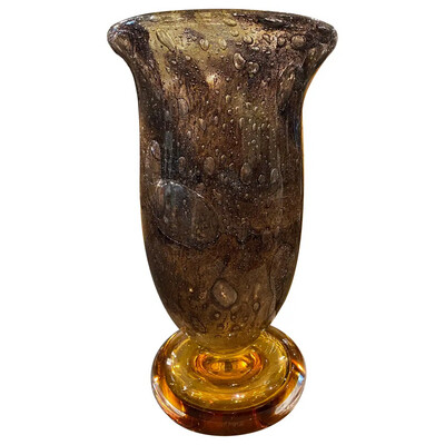 1980s Giovanni Cenedese Modernist Brown Murano Glass Vase