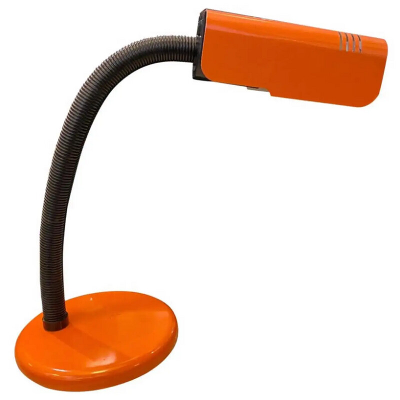1970s Targetti Space Age Orange and Black Italian Table Lamp