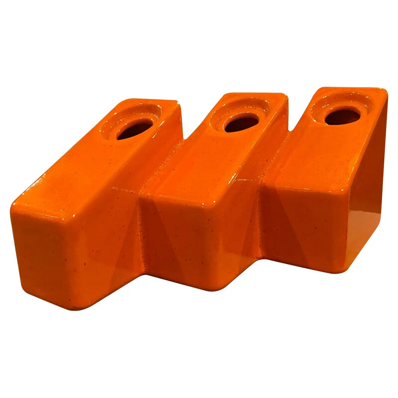 1970s Space Age Orange Vetrochina Ceramic Vase by Il Picchio
