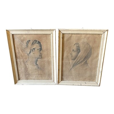 19th Century Pair of Antique French Framed Prints - Set of 2