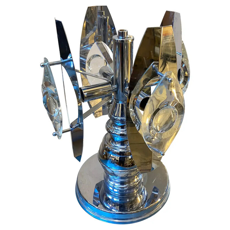 1970s Space Age Italian Chromed Steel Italian Table Lamp by Oscar Torlasco