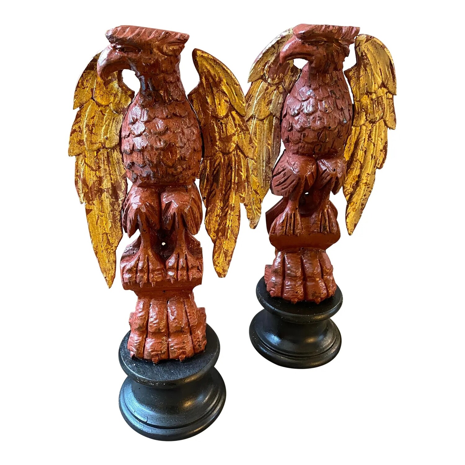 19th Century Hand-Carved Wood Roman Eagles - a Pair