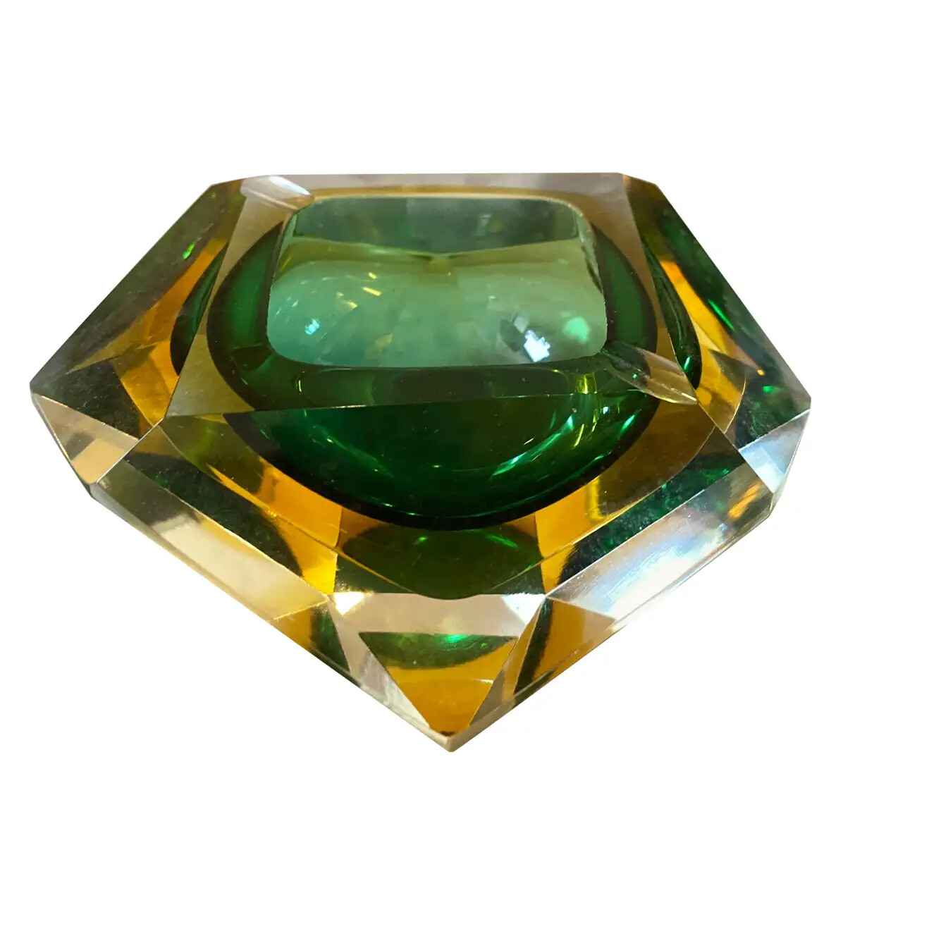 1970s Modernist Faceted Murano Glass Ashtray by Seguso