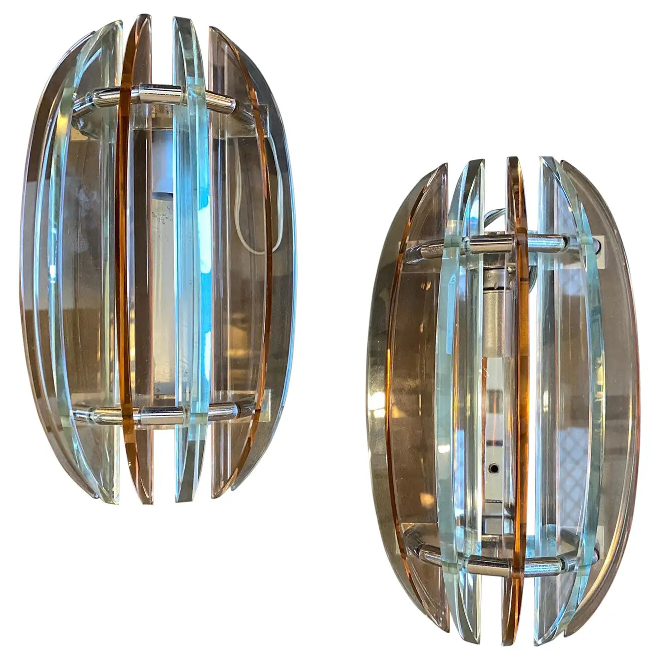 1970s Space Age Set of Italian Wall Sconces by Veca