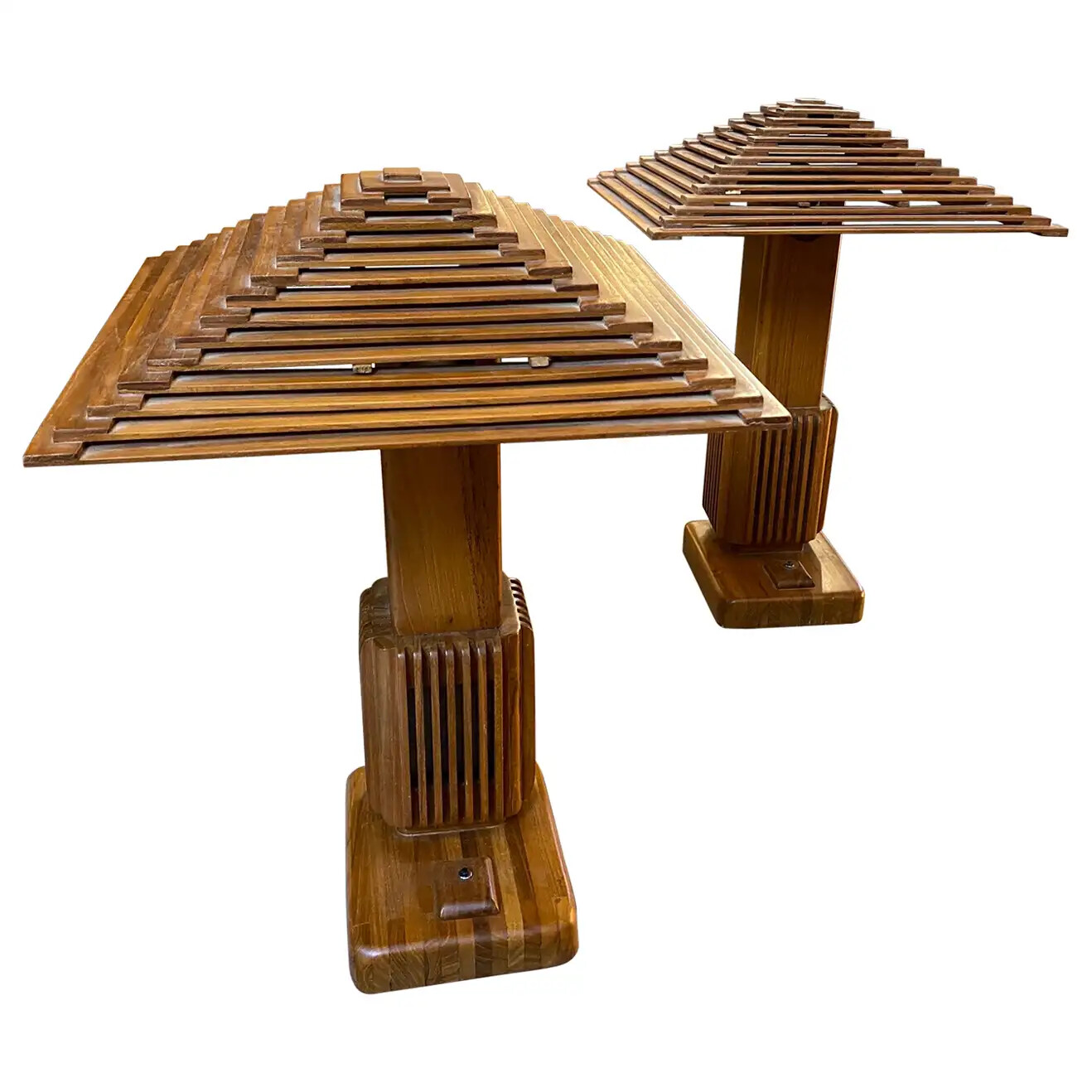 1930s Pair of Art Deco Wood Italian Table Lamps