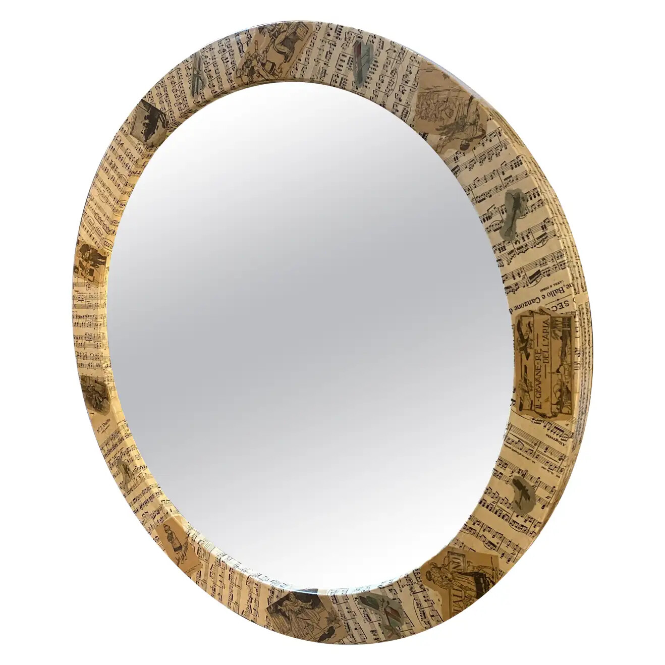 Mid-Century Modern Hand-Crafted Wall Mirror in the Style of Fornasetti