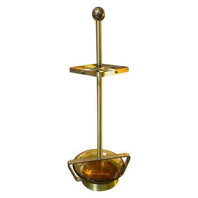 1970s Mid-Century Modern Brass and Brown Glass Italian Umbrella Stand
