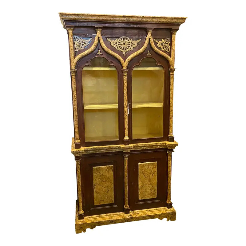 18th Century Lacquered Wood Neo Gothic Sicilian Display Cabinet