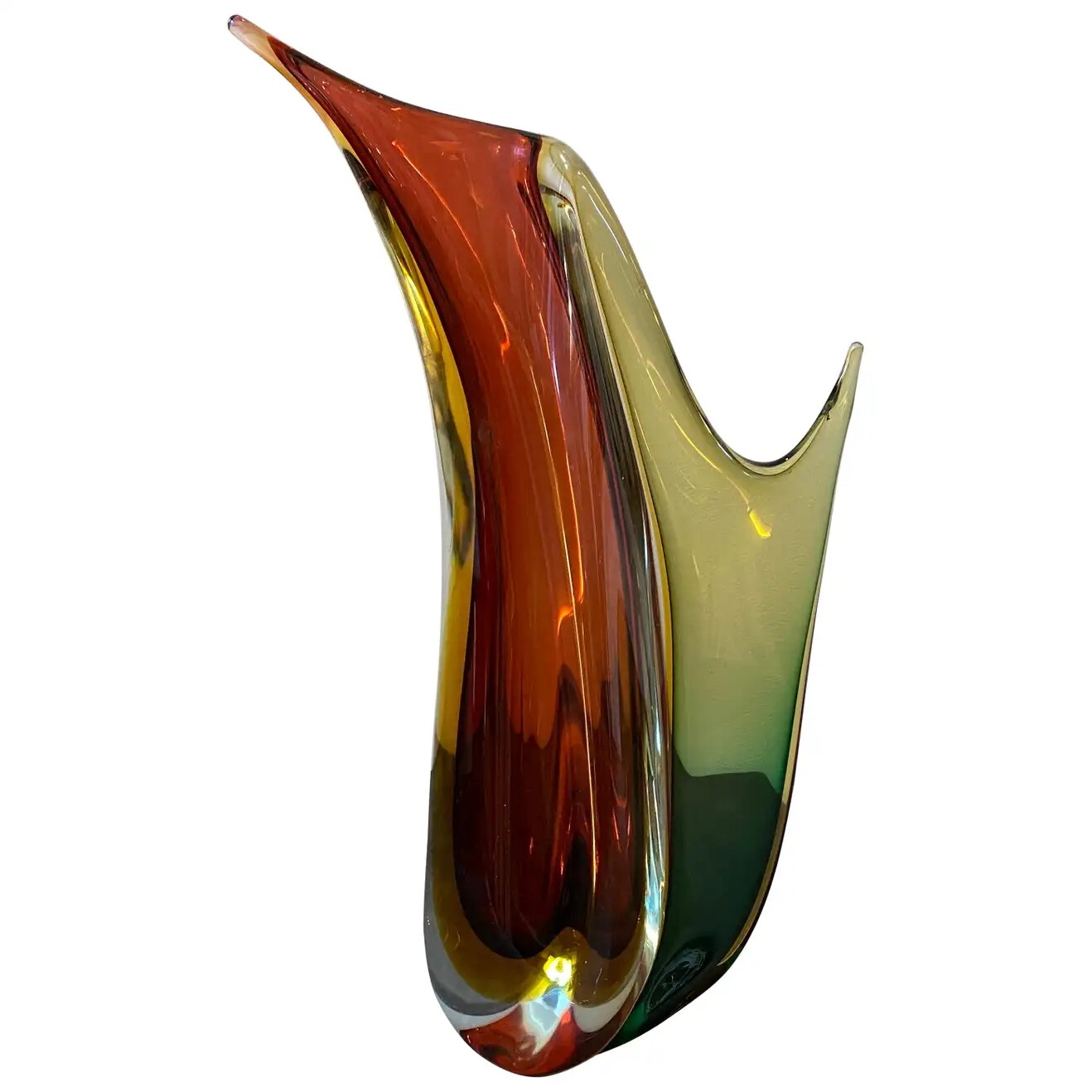 1970s Flavio Poli Modernist Sommerso Murano Glass Vase