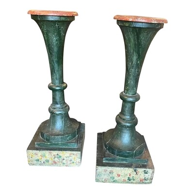 Late 18th Century Hand-Painted Wood Italian Columns - a Pair