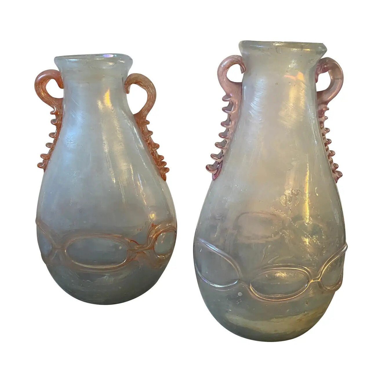 Two 1970s Cenedese Attributed Mid-Century Modern Murano Glass Vases