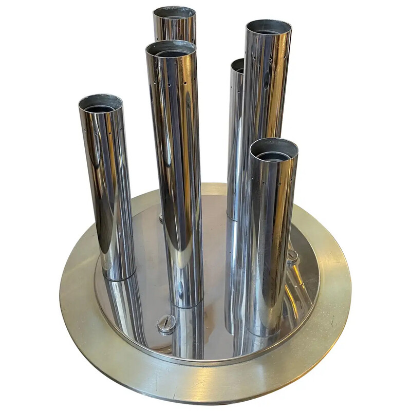 1970s Space Age Steel and Aluminum Italian Table Lamp by Reggiani