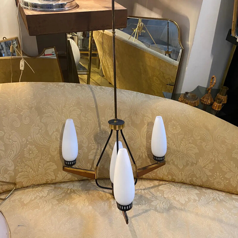 1960s Stilnovo Style Mid-Century Modern Italian Chandelier