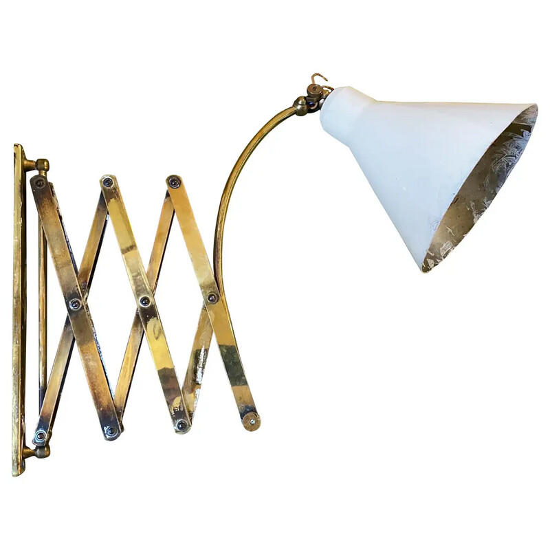 1960s Mid-Century Modern Brass Italian Scissor Lamp
