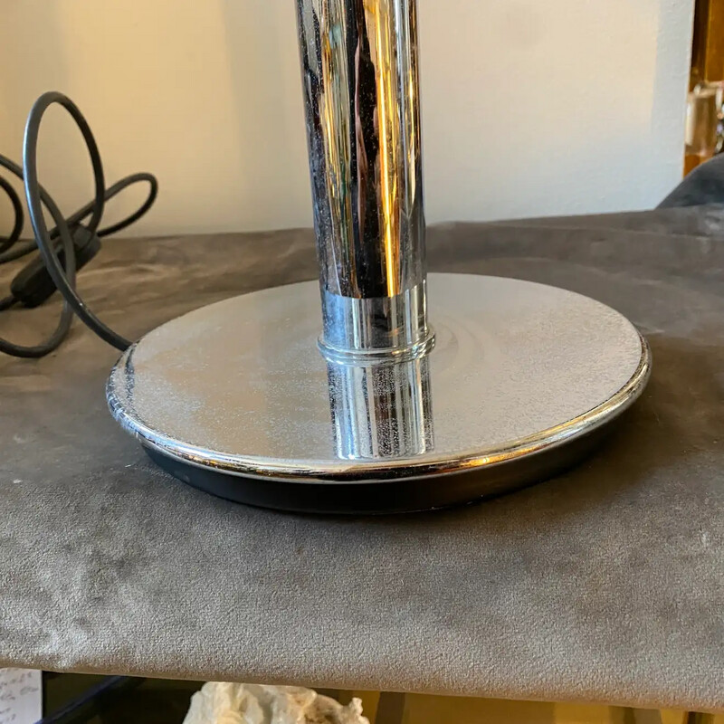 1990s Glashutte Limburg Modernist Metal and Glass Table Lamp
