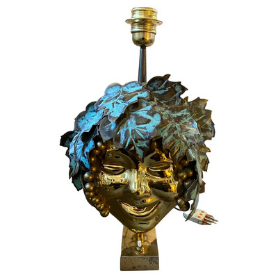 1970s, Mid-Century Modern Brass Italian Bacchus Table Lamp