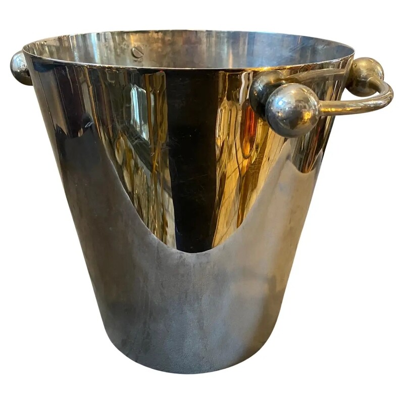 1970s Giò Ponti Style Modernist Italian Silver Plated Italian Wine Cooler