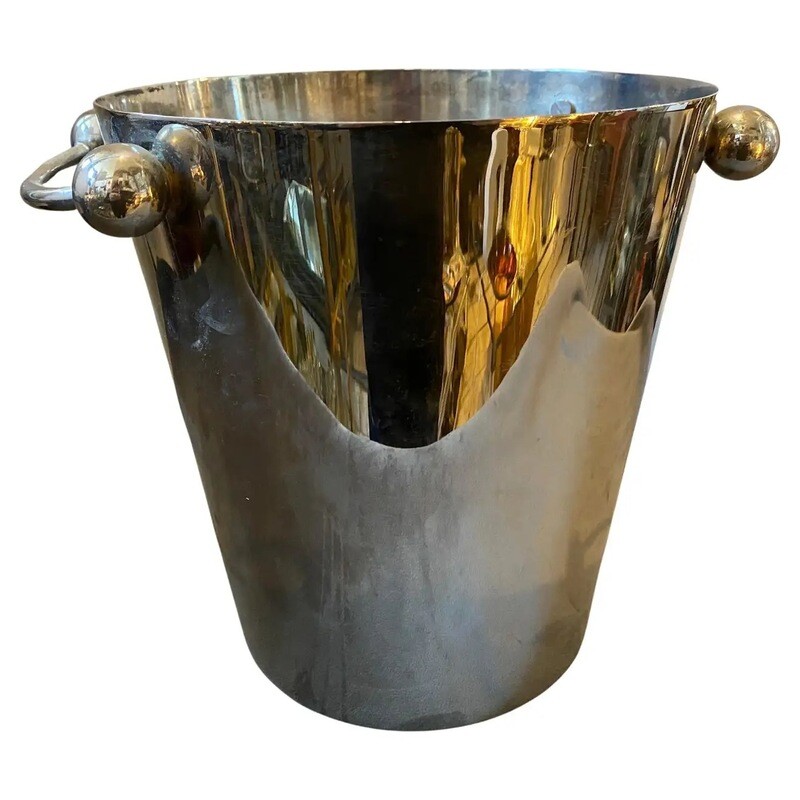 1970s Giò Ponti Style Modernist Italian Silver Plated Italian Wine Cooler