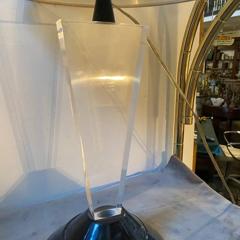 1980s Memphis Style Lucite Italian Table Lamp