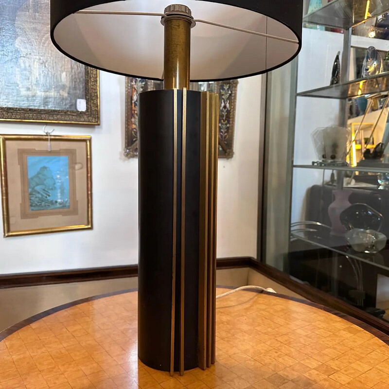 1970s Mid-Century Modern Metal and Brass Italian Table Lamp by Gaetano Sciolari
