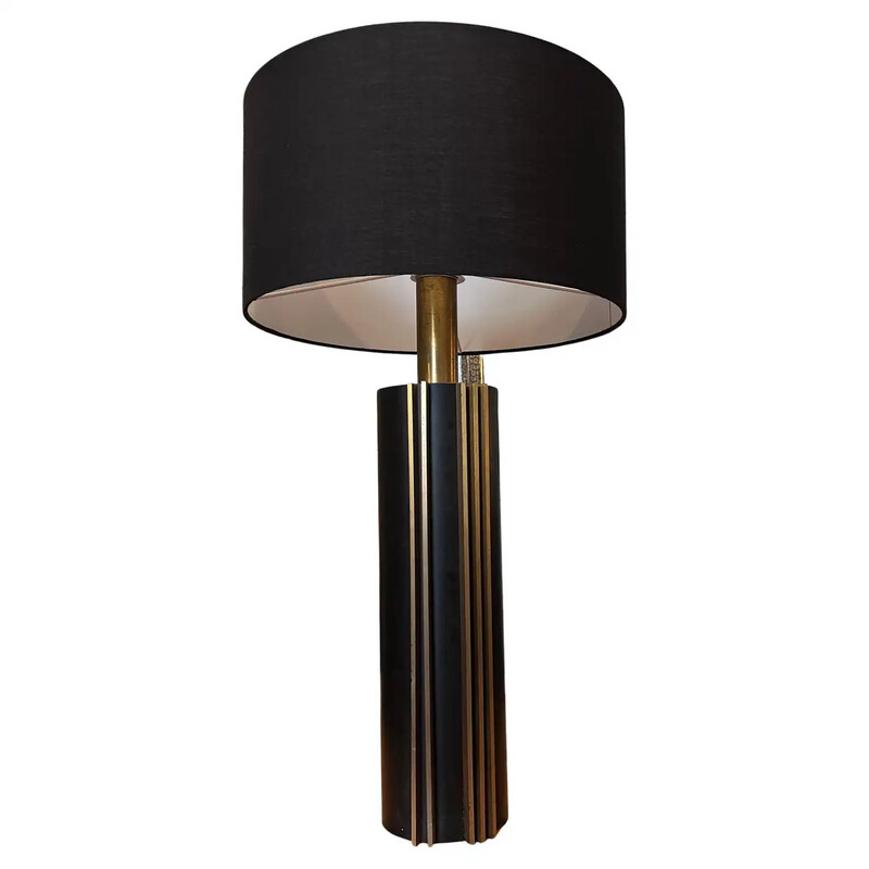 1970s Mid-Century Modern Metal and Brass Italian Table Lamp by Gaetano Sciolari