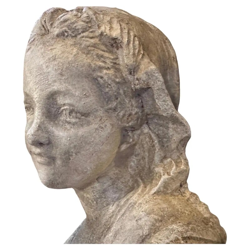 1930s Art Nouveau Terracotta Sicilian Sculpture of a Young Girl