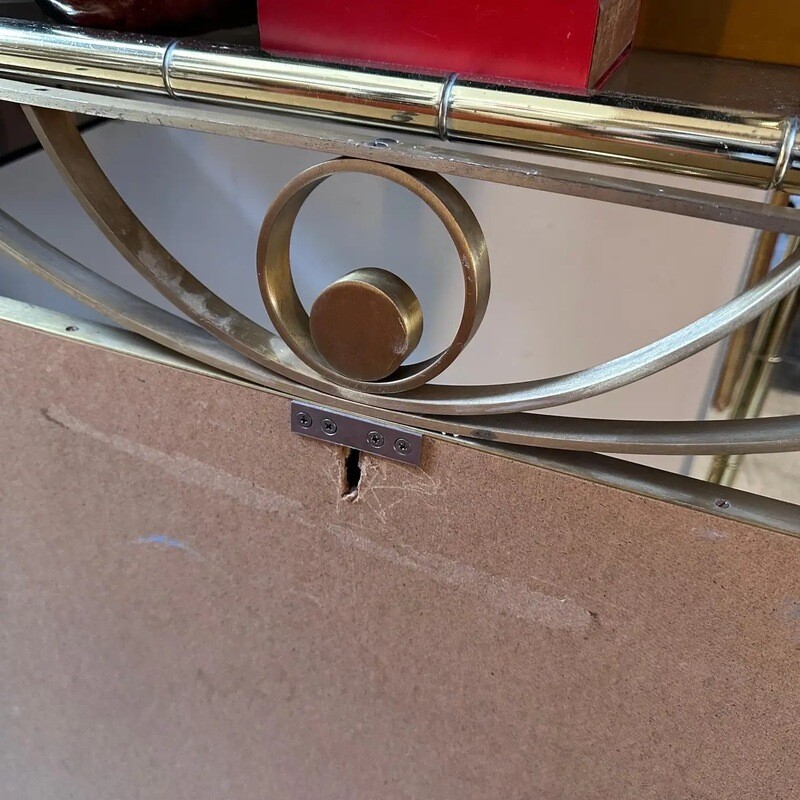 1960s Modernist Solid Brass Rectangular Italian Wall Mirror by Luciano Frigerio