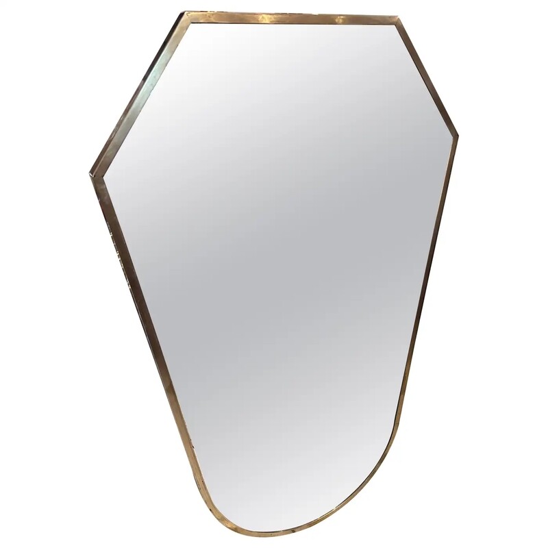 1950s Mid-Century Modern Giò Ponti Style Solid Brass Italian Wall Mirror