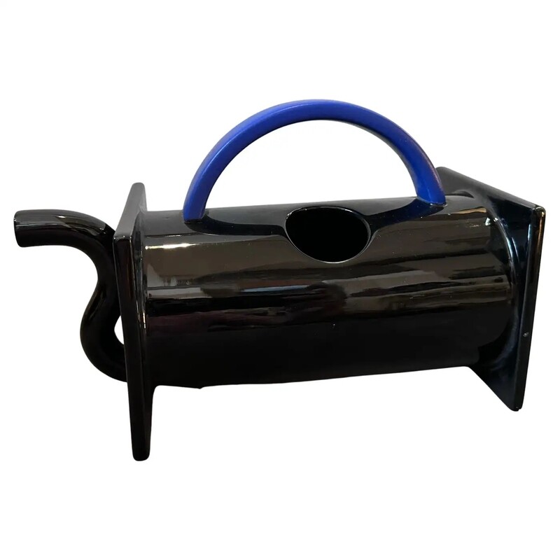1980s Marco Zanini for Bitossi Memphis Milano Black and Blue Ceramic Teapot